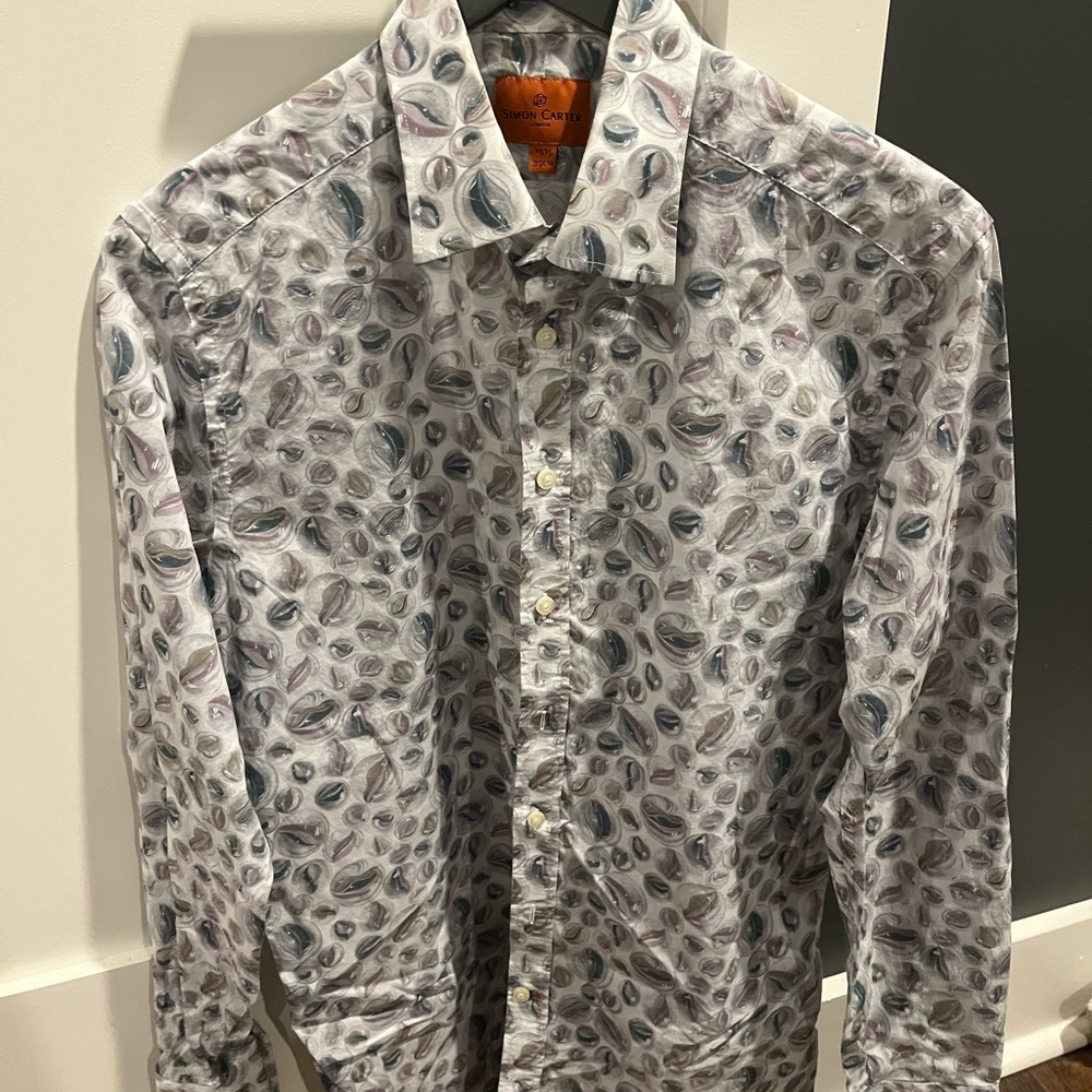 Simon Carter Men's Marbles Patterned Button Down Shirt